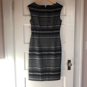 Calvin Klein Grayscale Striped Business Dress